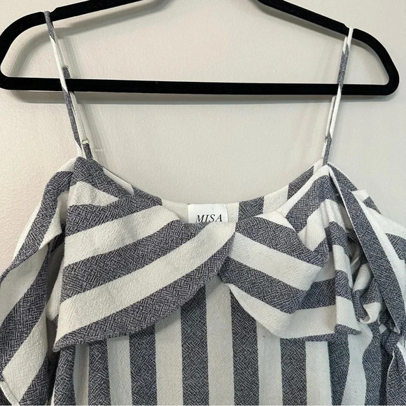 NWOT Misa Los Angeles Nicolette Cold Shoulder Striped Mini Dress Size Small - Picture 13 of 14